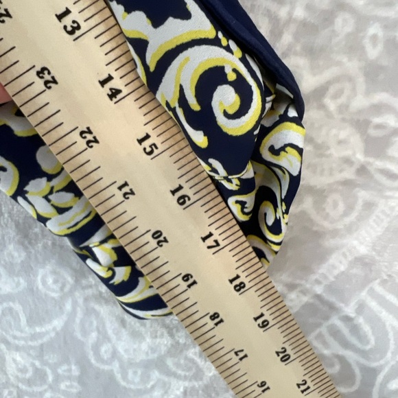 LUXOLOGY DRESS BEAUTIFUL PRINT ROLL TAB SLEEVE POCKETS 10 GREAT FIT BLUE GREEN - Picture 7 of 11